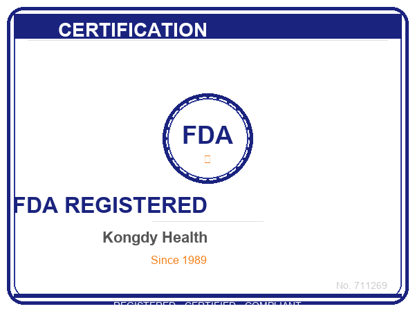 FDA Registration Certificate - Kongdy Health Since 1989